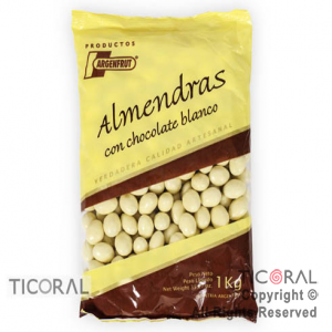 ALMENDRAS CON CHOCOLATE BLANCO X 1 KG ARGENFRUT